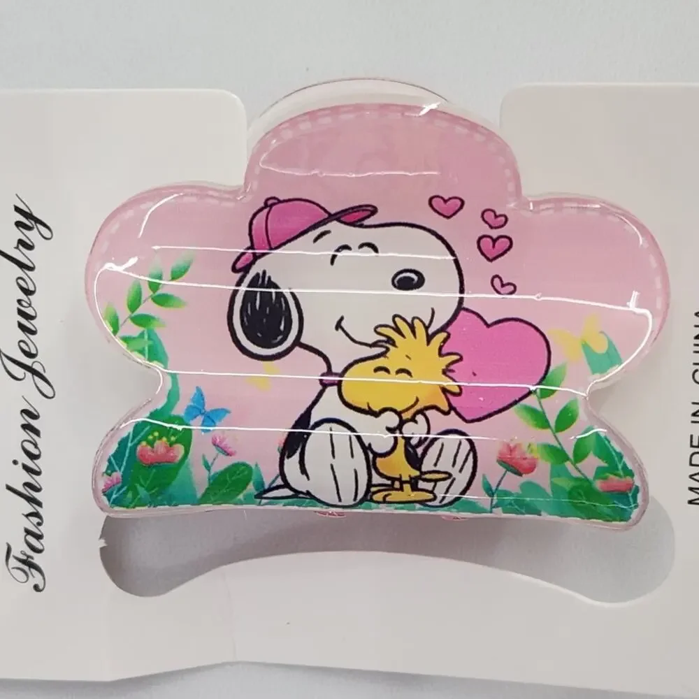 2 Snoopy & Woodstock Claw Clips Hair clips Charlie Brown Characters & Hearts